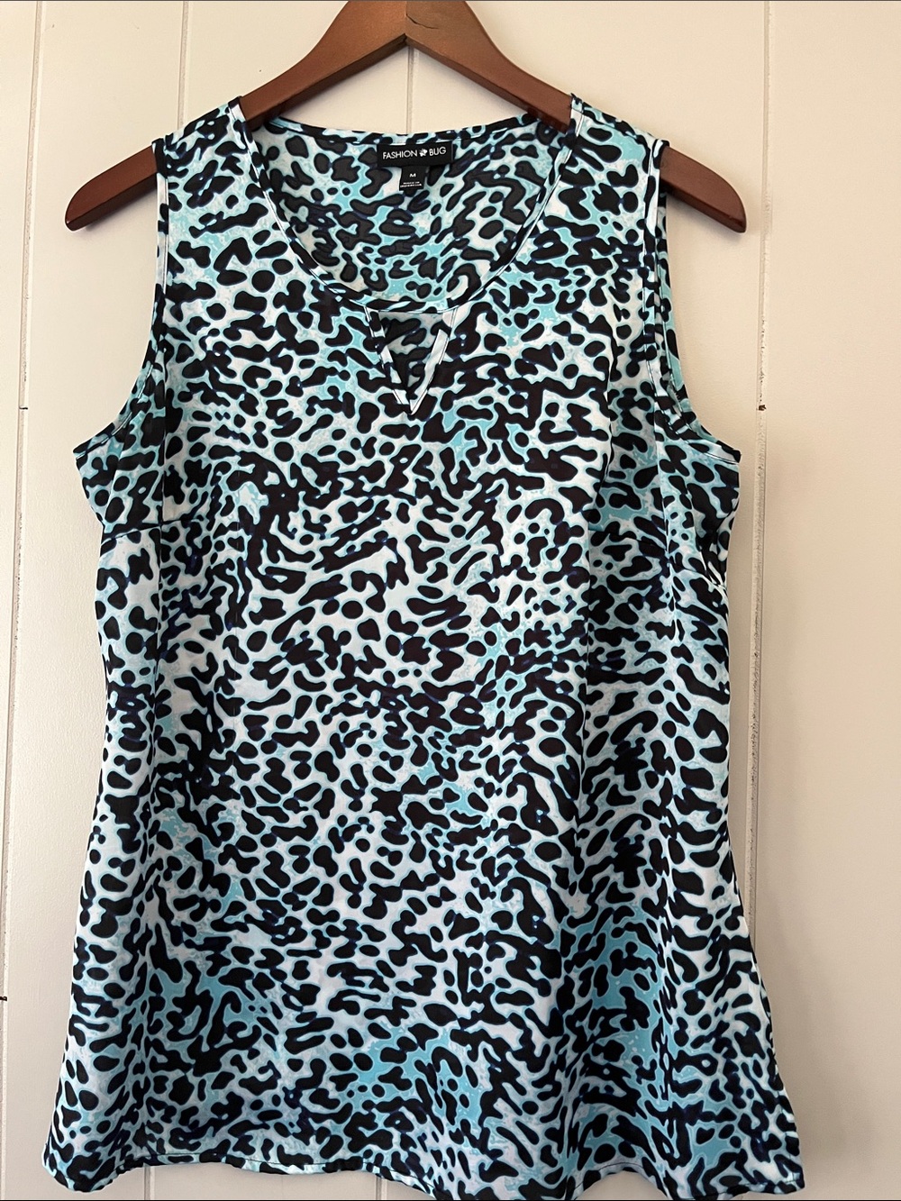 Fashion Bug Blue and Black Leopard-Print Sleeveless Tank
